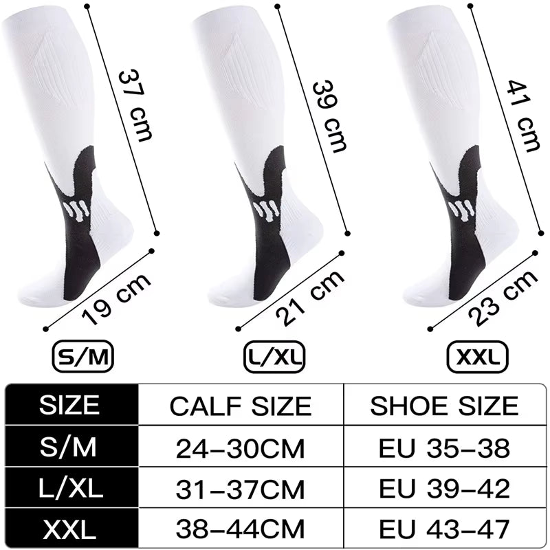 Compression Socks Running Sports Stockings 20-30 Mmhg Men Women Sports Socks for Soccer Marathon Cycling Football Varicose Veins