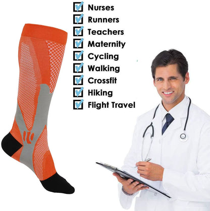 Compression Socks Running Sports Stockings 20-30 Mmhg Men Women Sports Socks for Soccer Marathon Cycling Football Varicose Veins