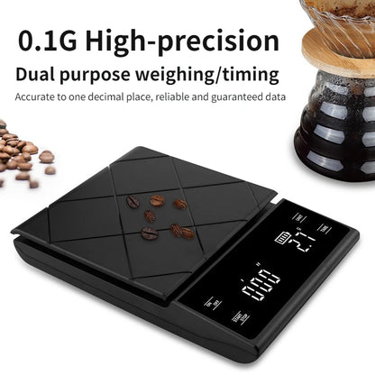 Smart Coffee Electronic Scale High Precision Digital Timing LCD Scale 3Kg/0.1G Coffee Balance Measuring Weight Scale for Kitchen