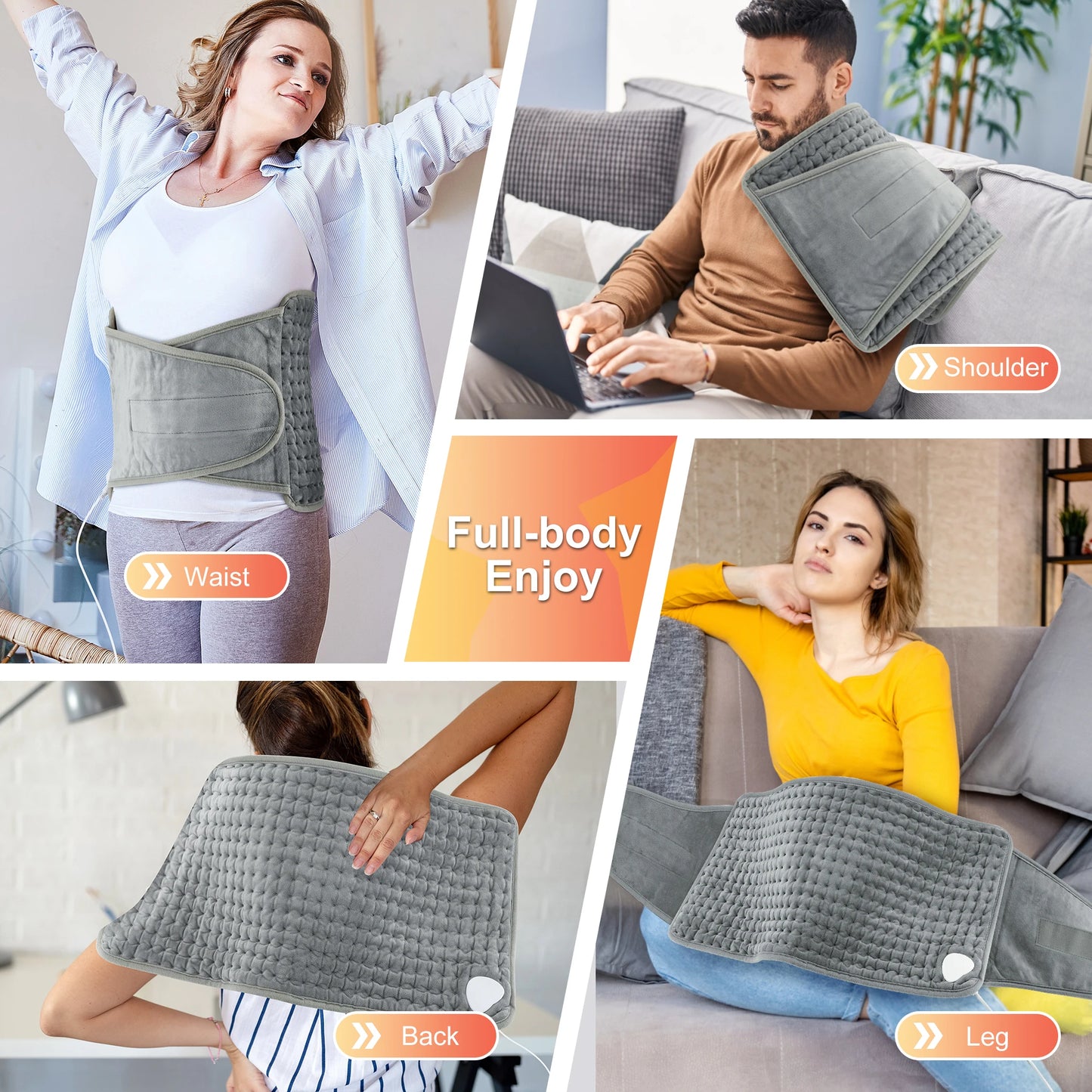 Back Heating Support Belt Electric Waist Brace with Adjustable Temperature Warm Back Belt Abdomen Warmer Lumbar Support Pad