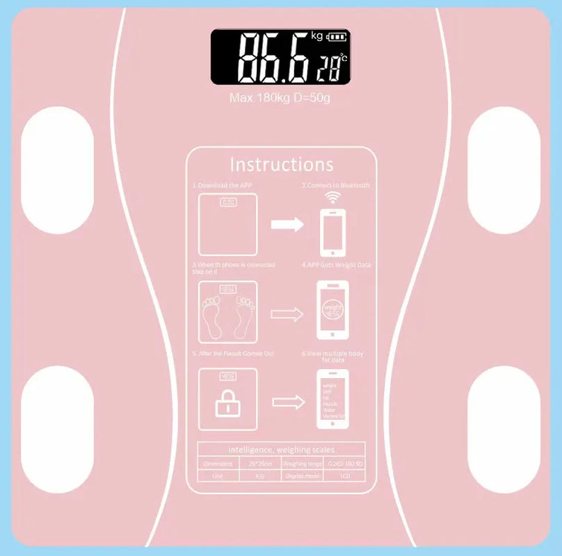 Body Fat Scale Smart Wireless Digital Bathroom Weight Scale Body Composition Analyzer with Smartphone App Bluetooth-Compatible
