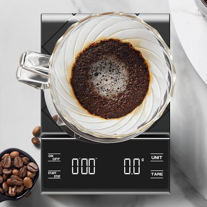Smart Coffee Electronic Scale High Precision Digital Timing LCD Scale 3Kg/0.1G Coffee Balance Measuring Weight Scale for Kitchen