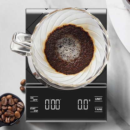Smart Coffee Electronic Scale High Precision Digital Timing LCD Scale 3Kg/0.1G Coffee Balance Measuring Weight Scale for Kitchen