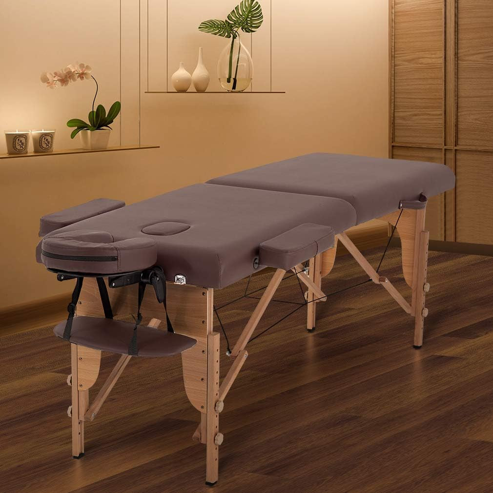 Massage Bed Portable Massage Table 24 Inch Wide Lash Bed Height Adjustable 2 Folding Spa Table with Non-Woven Bag for Spa Footmassage Facial Carespa Tattoo