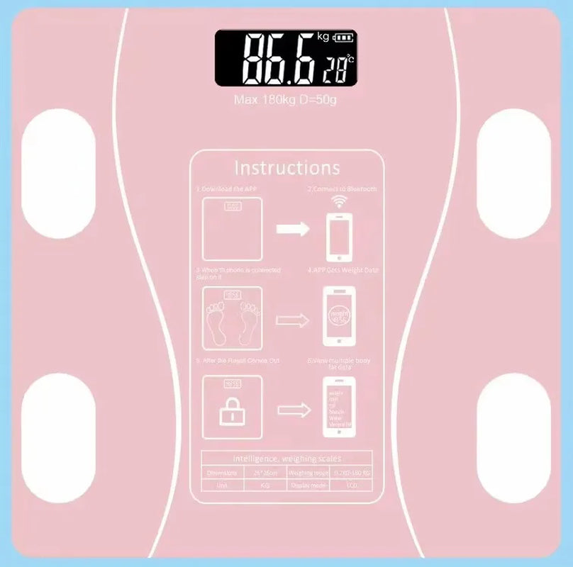 Body Fat Scale Smart Wireless Digital Bathroom Weight Scale Body Composition Analyzer with Smartphone App Bluetooth-Compatible