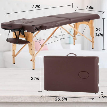 Massage Bed Portable Massage Table 24 Inch Wide Lash Bed Height Adjustable 2 Folding Spa Table with Non-Woven Bag for Spa Footmassage Facial Carespa Tattoo