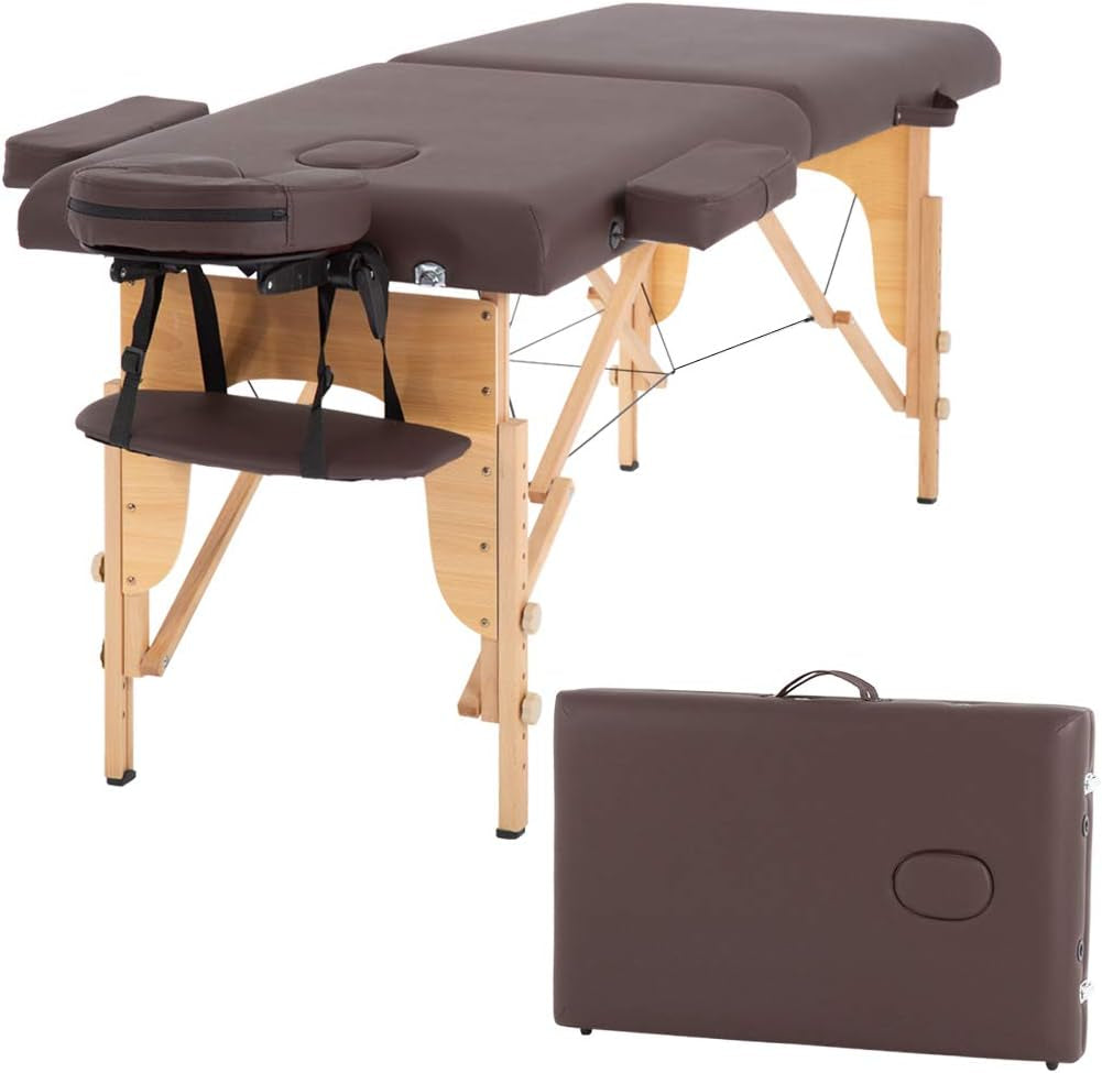 Massage Bed Portable Massage Table 24 Inch Wide Lash Bed Height Adjustable 2 Folding Spa Table with Non-Woven Bag for Spa Footmassage Facial Carespa Tattoo