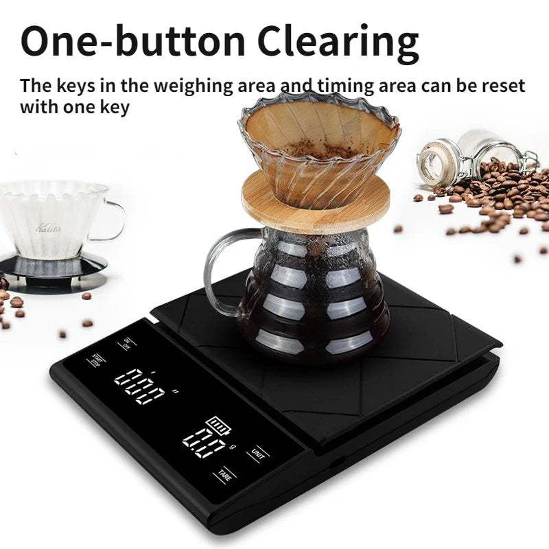 Smart Coffee Electronic Scale High Precision Digital Timing LCD Scale 3Kg/0.1G Coffee Balance Measuring Weight Scale for Kitchen